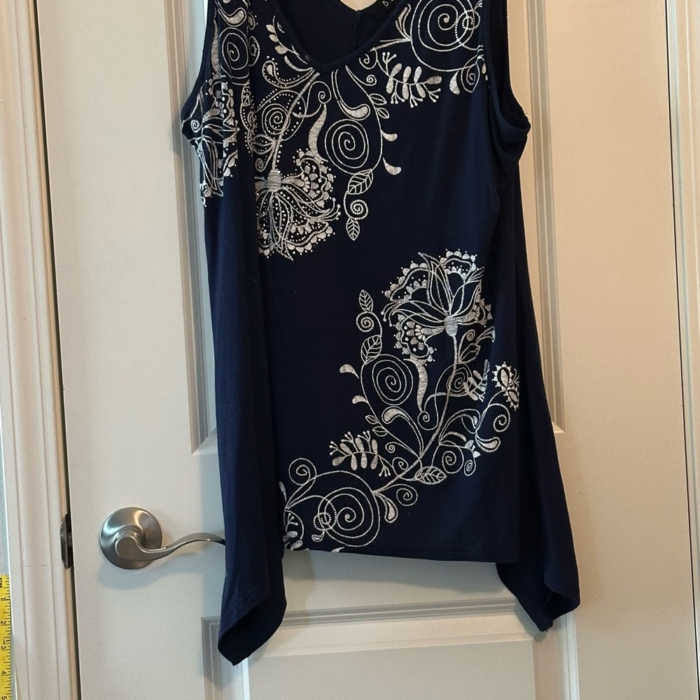 BLEU Tank Top Navy with Silver Embroidery